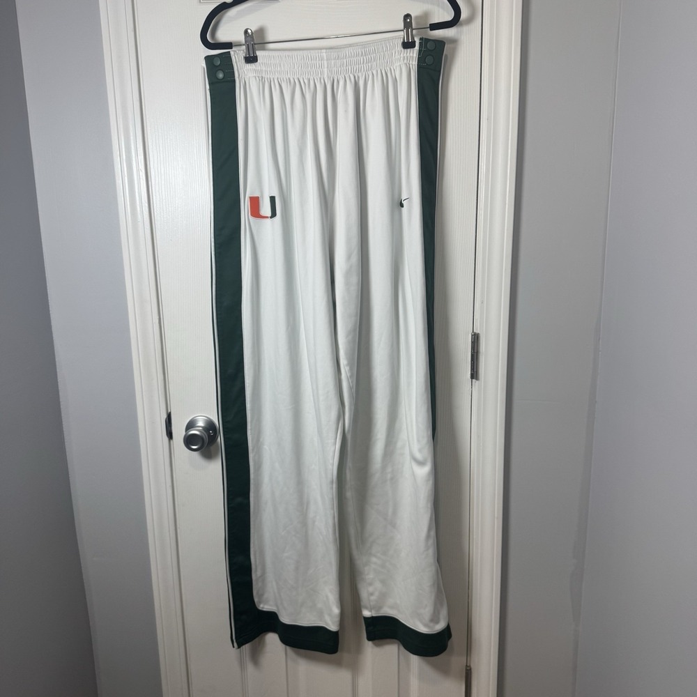 MIAMI HURRICANES TEAM ISSUED USED WHITE NIKE BUTTON‎ DOWN PANTS SIZE Xxl 2x VTG